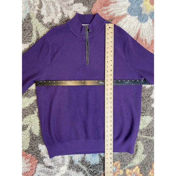 David Donahue Sweater Mens Size XL Purple Merino Wool Zip Popover Office Church - Picture 9 of 11
